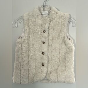 Hanna Anderson - Girl’s Cozy Cream Faux Fur Vest - Size 8 - Pre-Loved